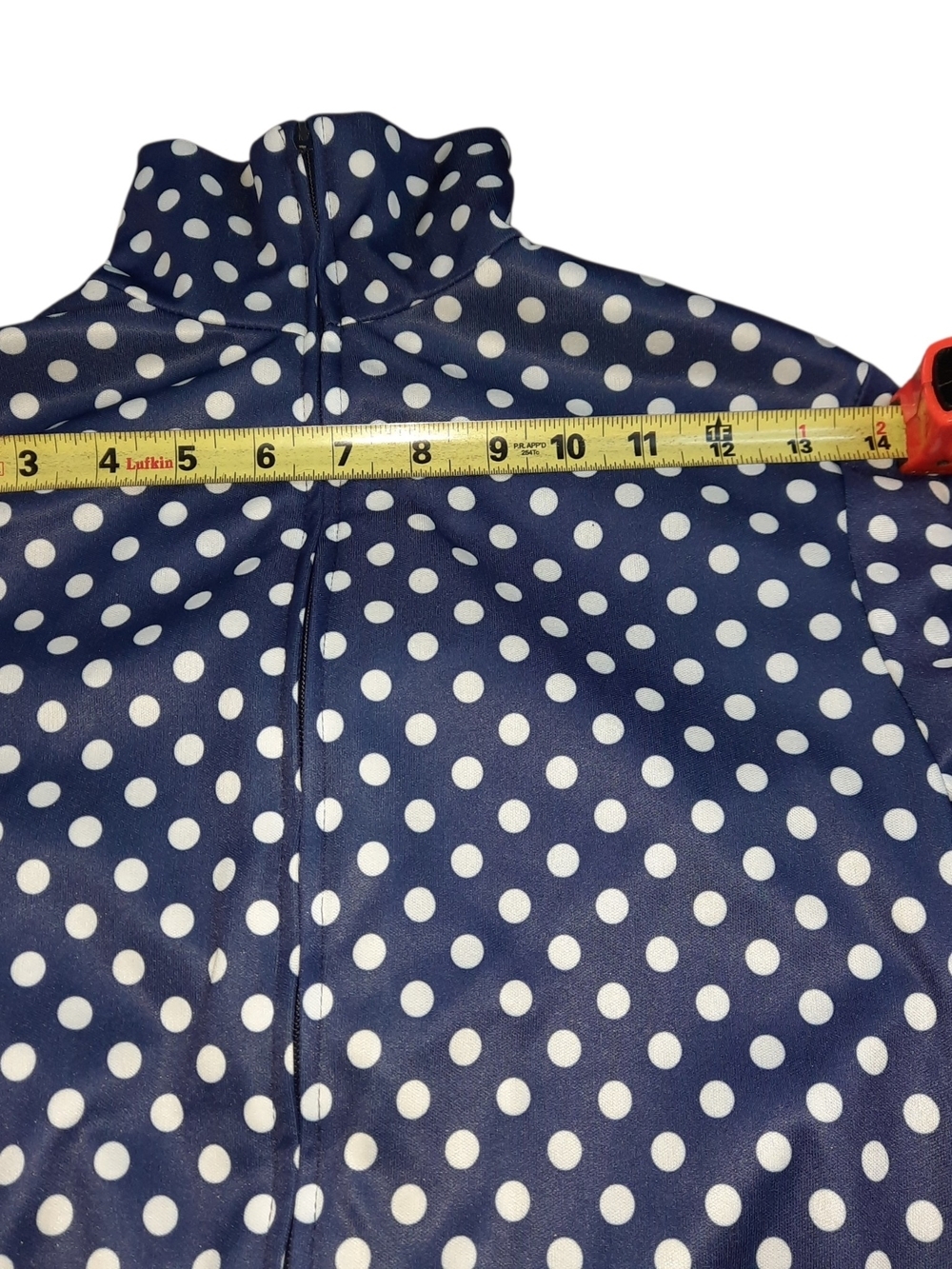 Vintage Women's Navy Polka Dot Long Sleeve Jumpsuit with Tie Waist - Picture 15 of 15